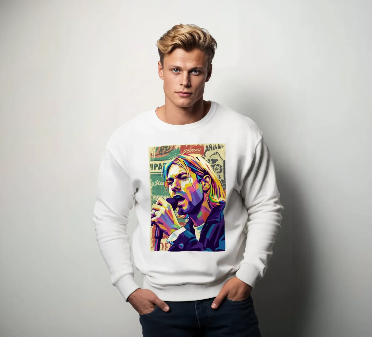 Kurt Cobain pop art felpa da Hantamrata