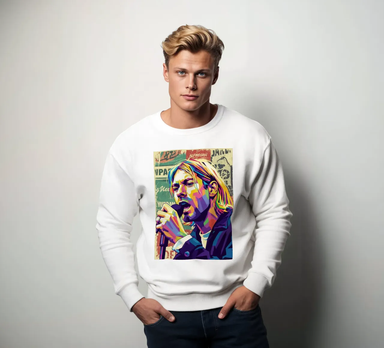 Kurt Cobain pop art felpa da Hantamrata