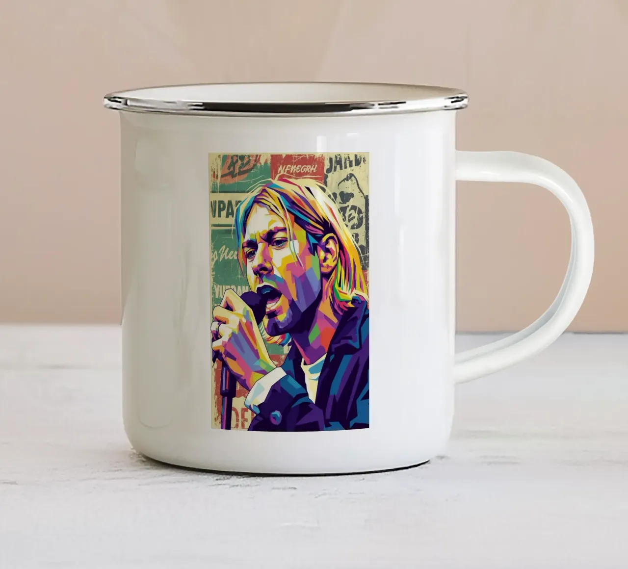 Kurt Cobain pop art tazza in smalto da Hantamrata
