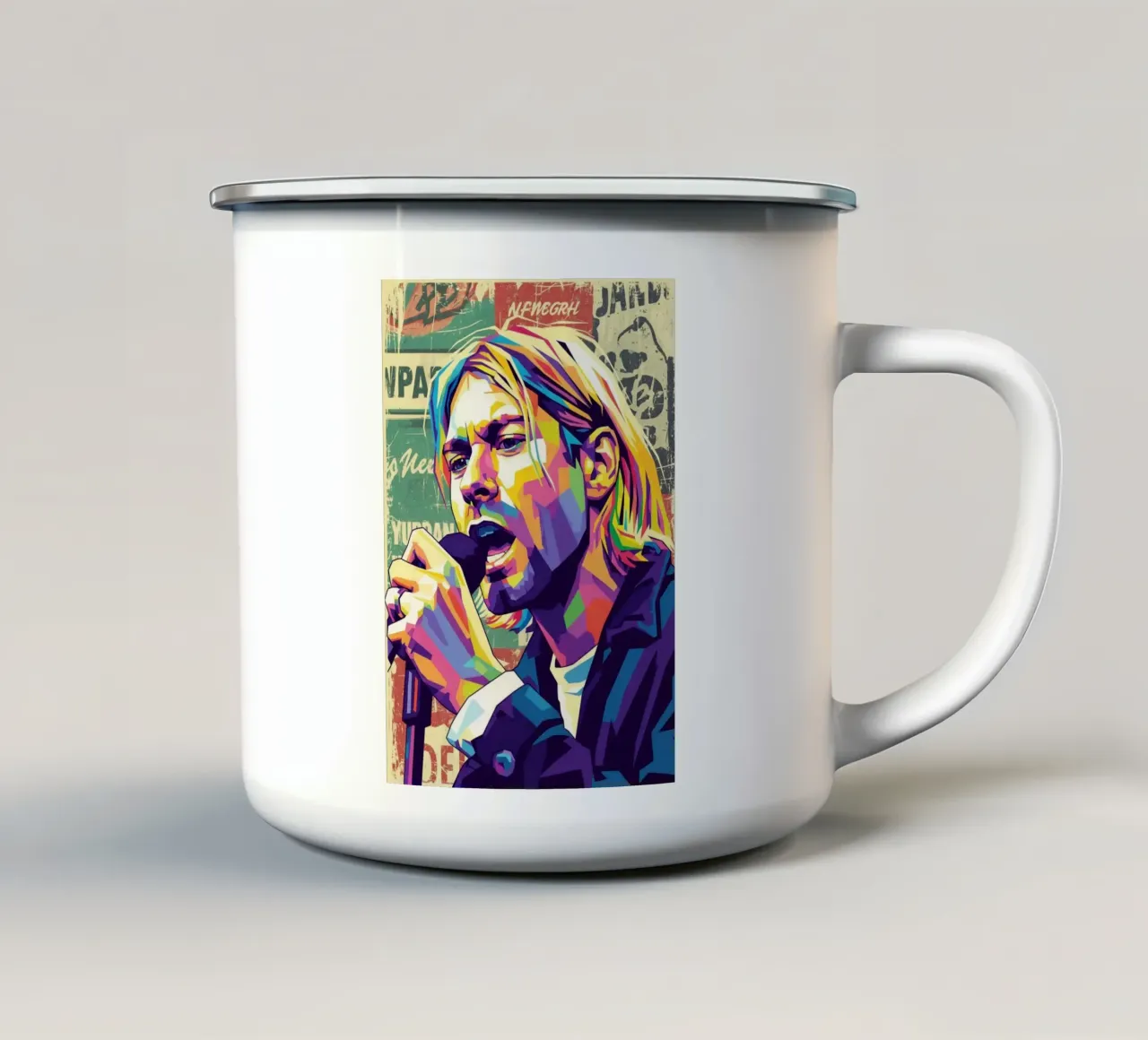 Kurt Cobain pop art tazza in smalto da Hantamrata
