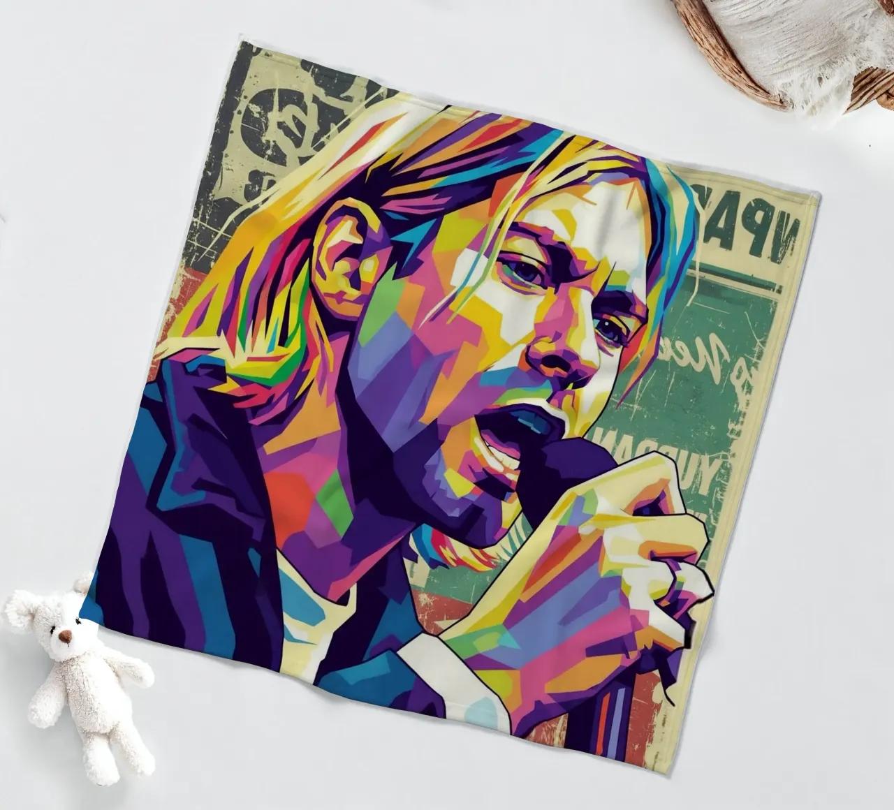 Kurt Cobain pop art coperta in pile da Hantamrata