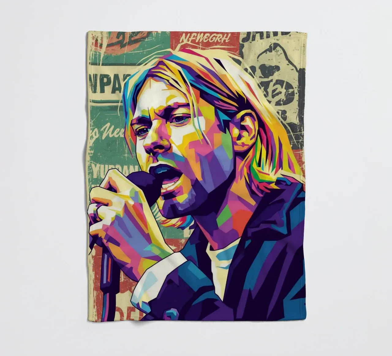 Kurt Cobain pop art coperta in pile da Hantamrata