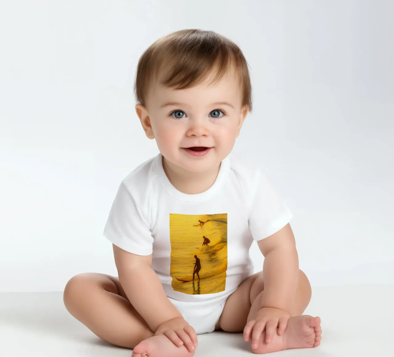 Surfen Retro-Gemälde Kurzarm Babybody von lottuz