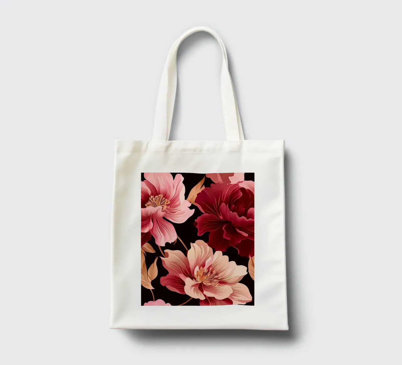 Arazzo floreale color cremisi e pesca borsa in juta da Artistic-shop