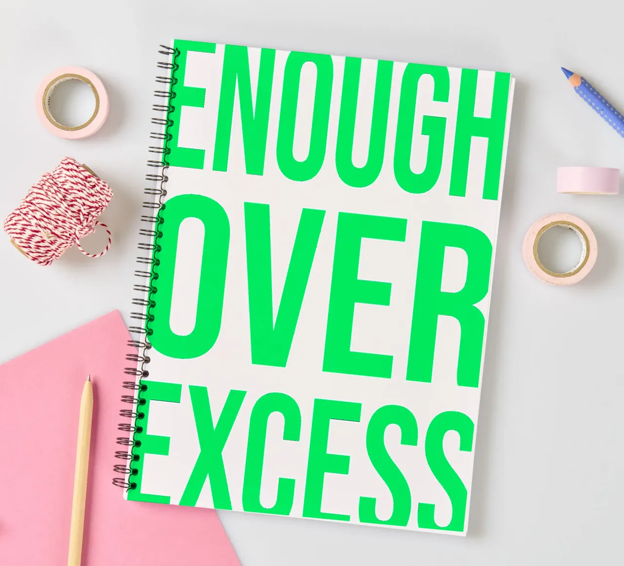 OVER Series- enough over excess (5 colors) spiral notebook by OVER SERIES