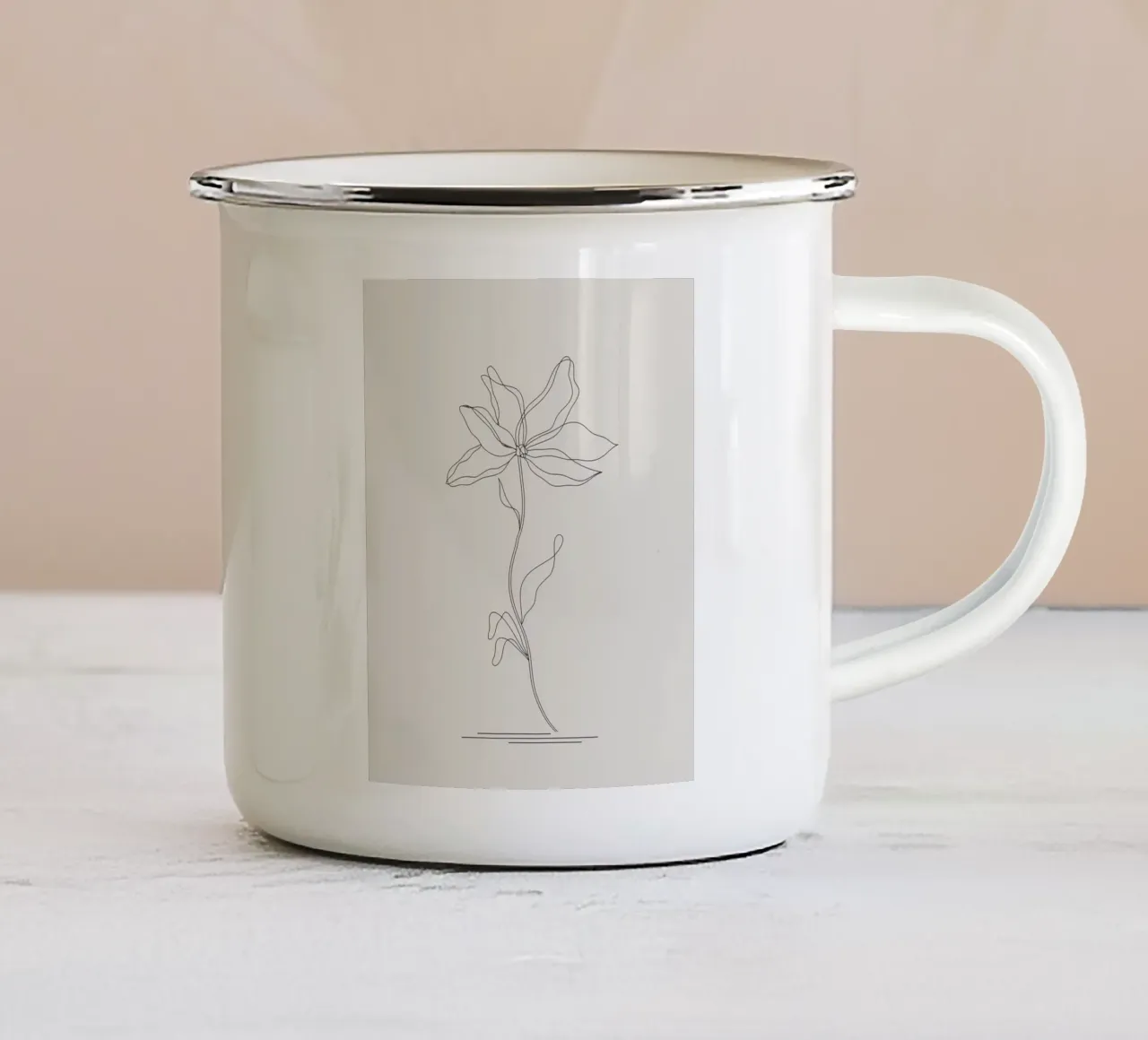 line branch flower tazza in smalto da Creaton