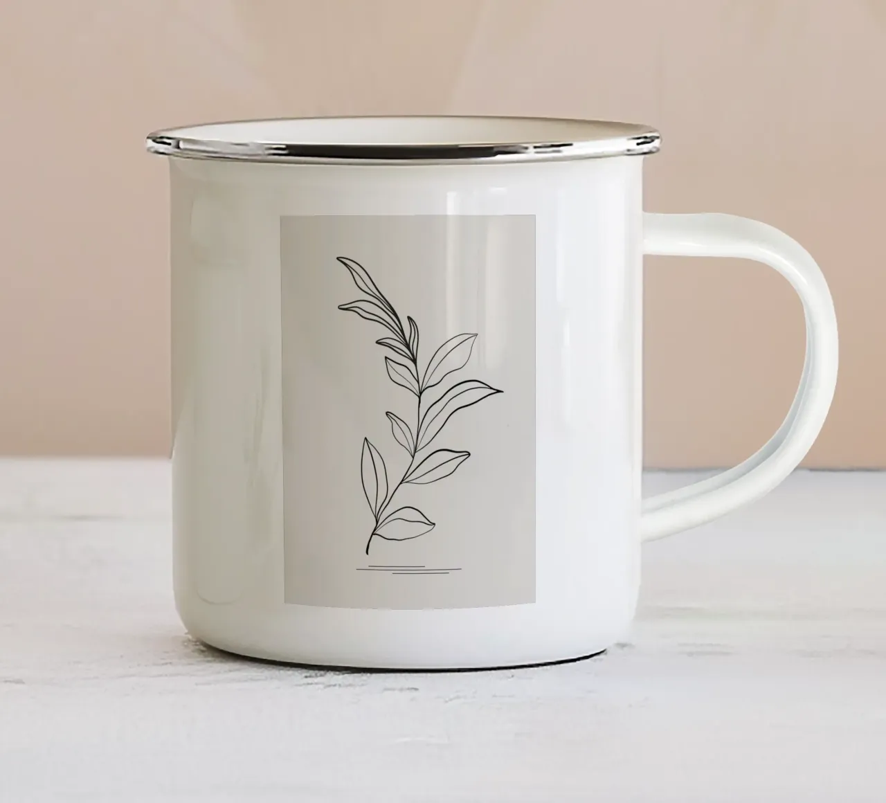 line branch leaf tazza in smalto da Creaton