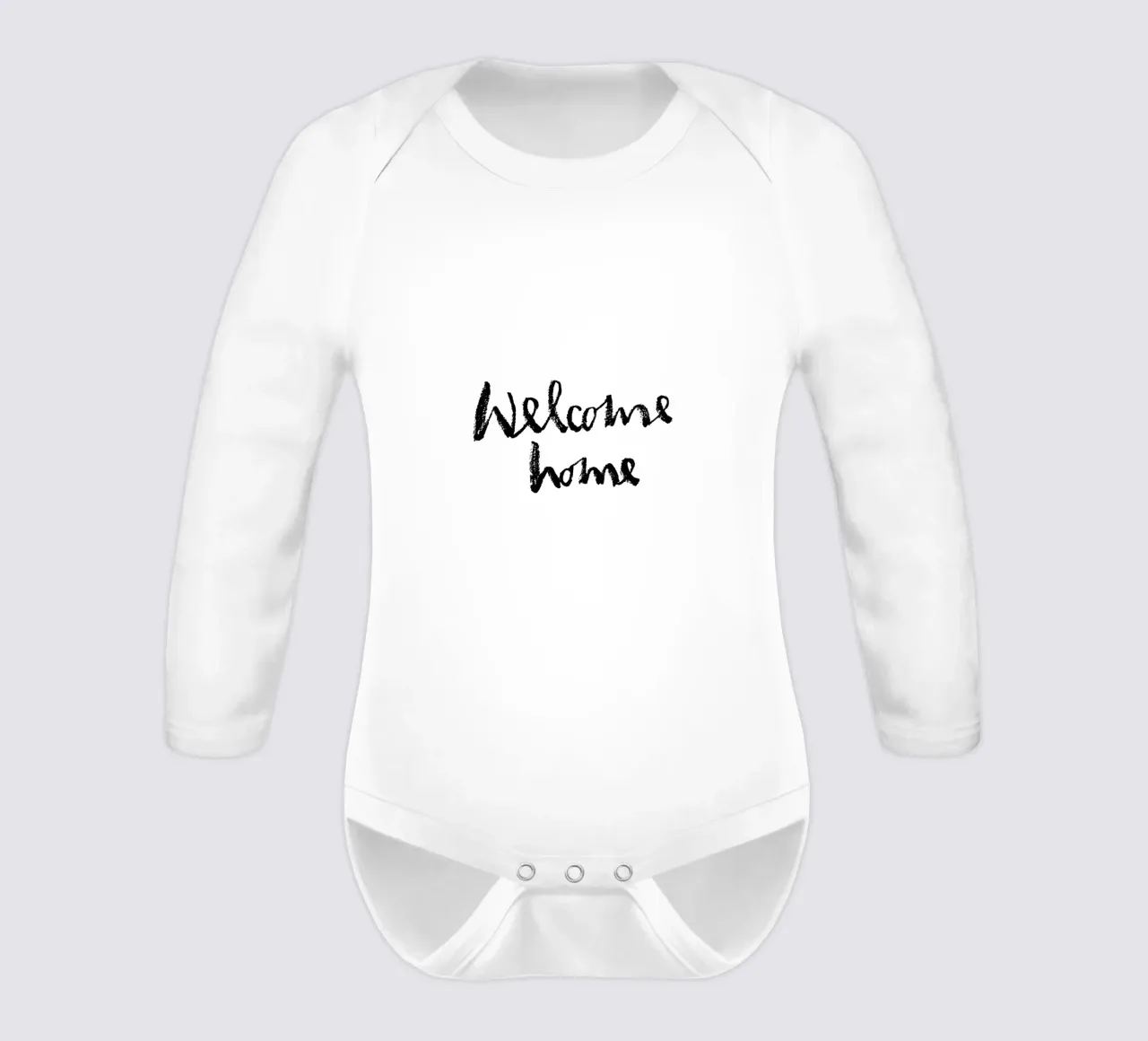 Welcome home long-sleeve baby romper by Brushmeetspaper