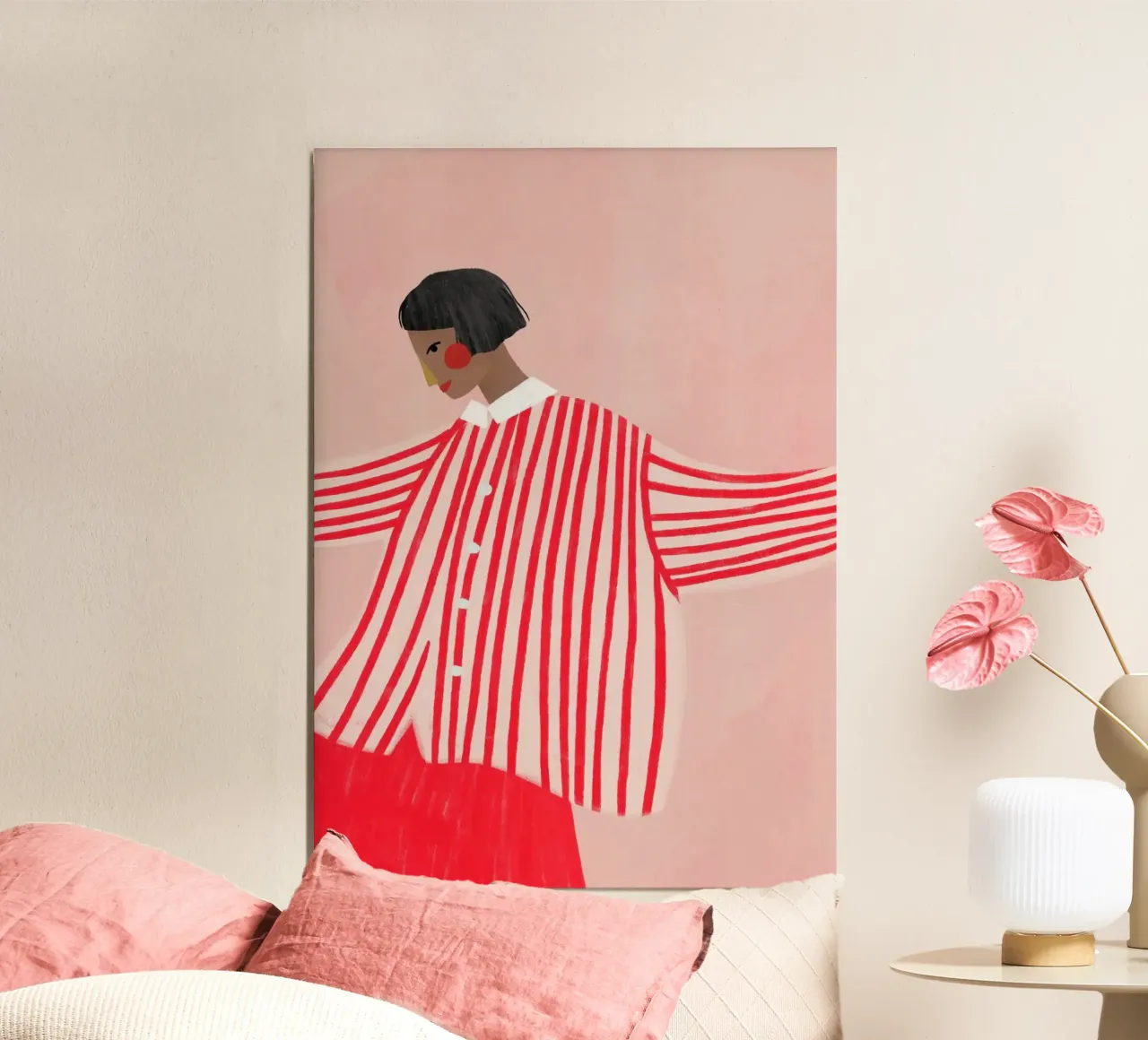 Linea donna a righe rosso alluminio dibond da Irmhild Schüler