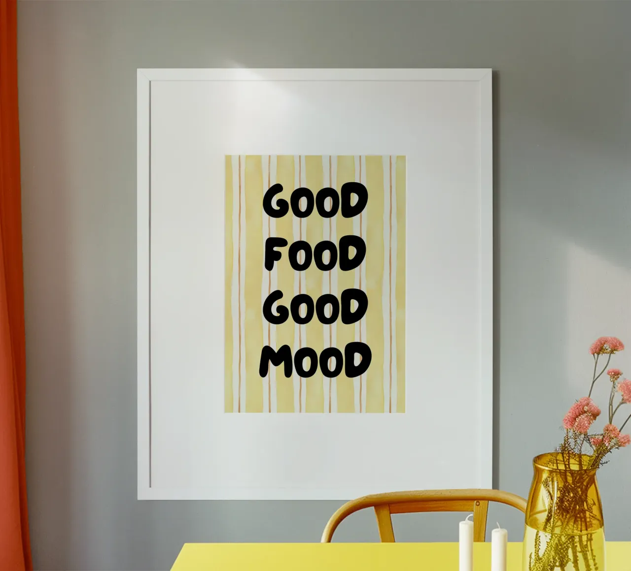 Good food good mood Poster mit Aluminium Rahmen von PinkCandyWalls