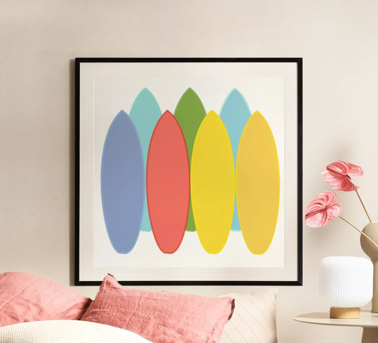Tavole da surf colorate poster con telaio in legno da LaylaOzFun