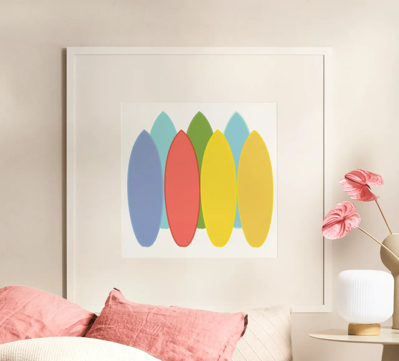 Tavole da surf colorate poster con telaio in legno da LaylaOzFun