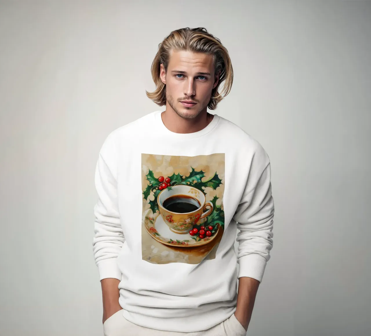 Caffè di Natale - Tazza festiva con agrifoglio felpa da Cozy Vibes