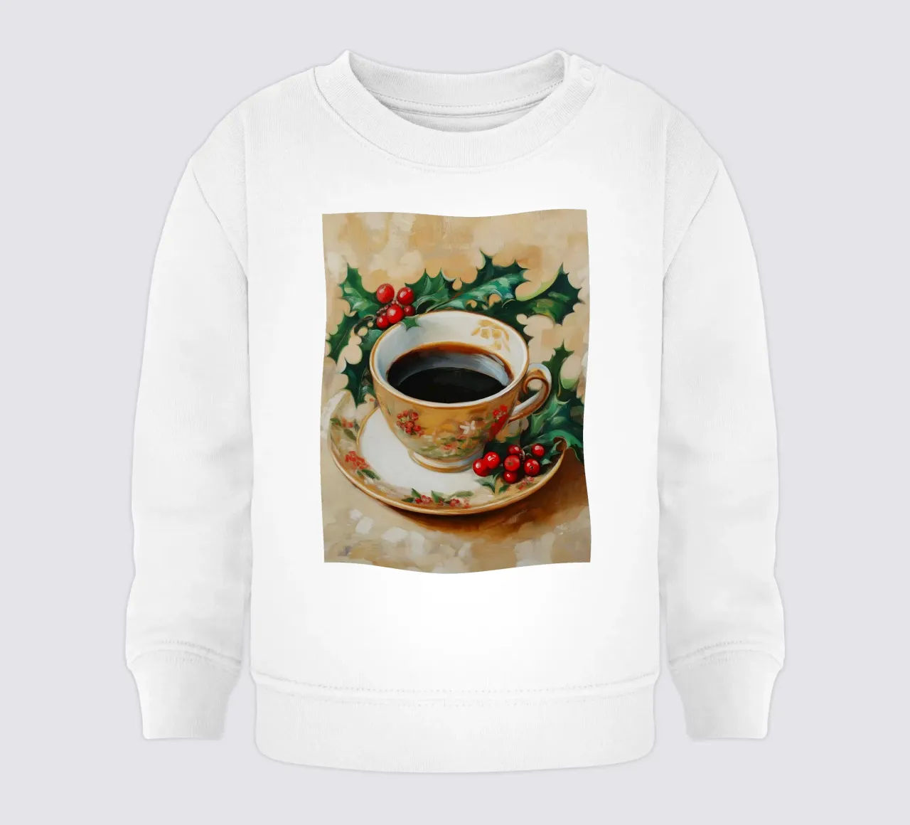 Caffè di Natale - Tazza festiva con agrifoglio felpa neonato da Cozy Vibes