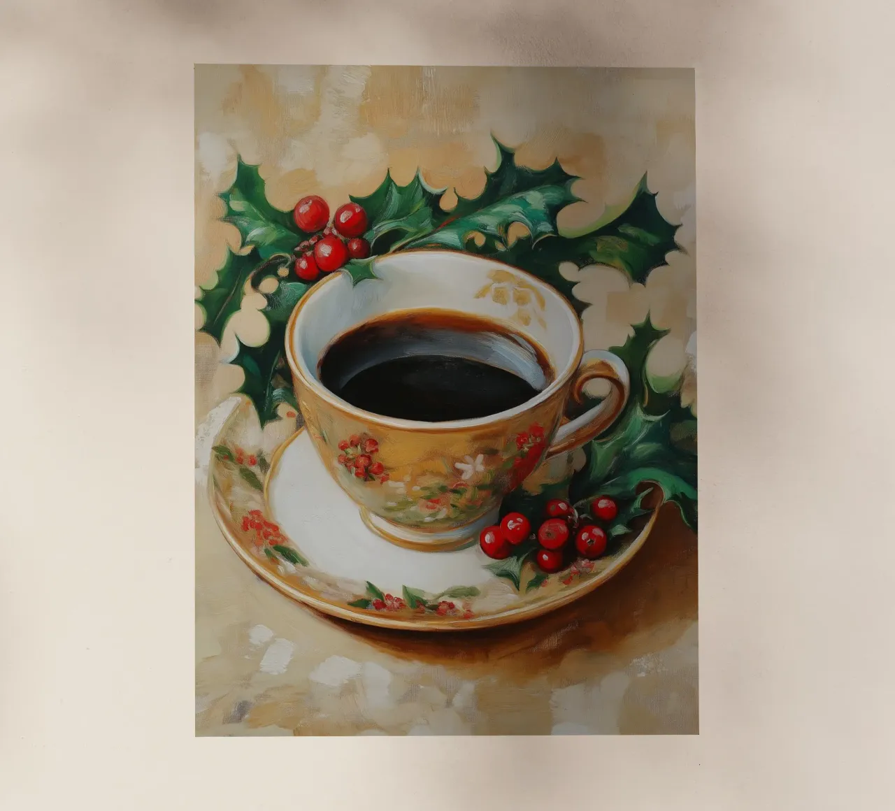 Caffè di Natale - Tazza festiva con agrifoglio pellicola backlit da Cozy Vibes