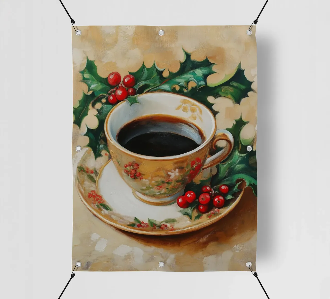 Caffè di Natale - Tazza festiva con agrifoglio telo in pvc da Cozy Vibes