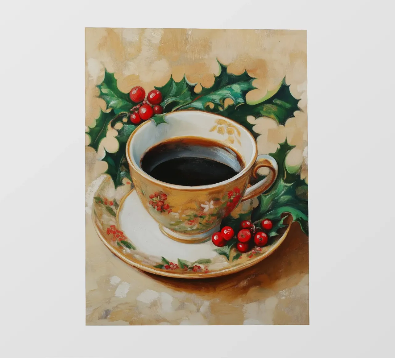 Caffè di Natale - Tazza festiva con agrifoglio telo in pvc da Cozy Vibes