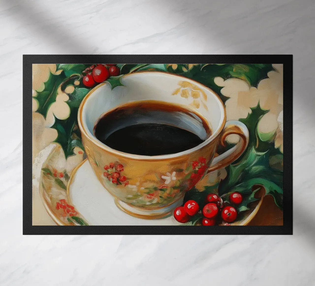 Caffè di Natale - Tazza festiva con agrifoglio zerbino da Cozy Vibes