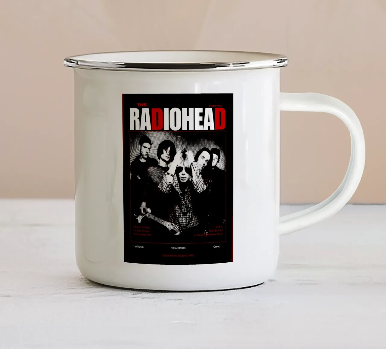 Silhouette - Il rock artistico dei Radiohead tazza in smalto da https://www.juniqe.com/uk/shop/Henndraws