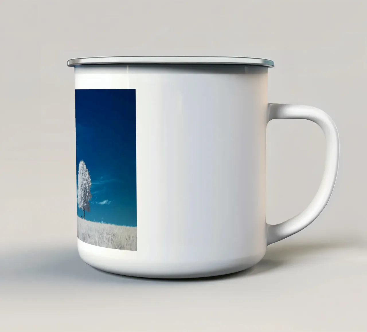 white field tree tazza in smalto da beney