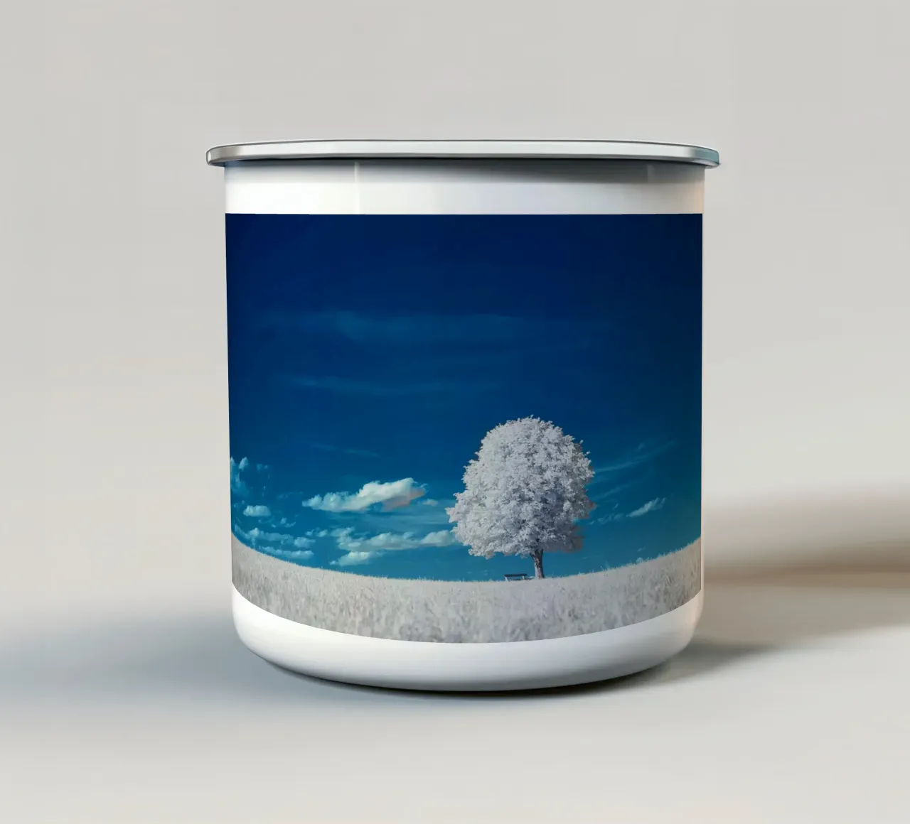 white field tree tazza in smalto da beney