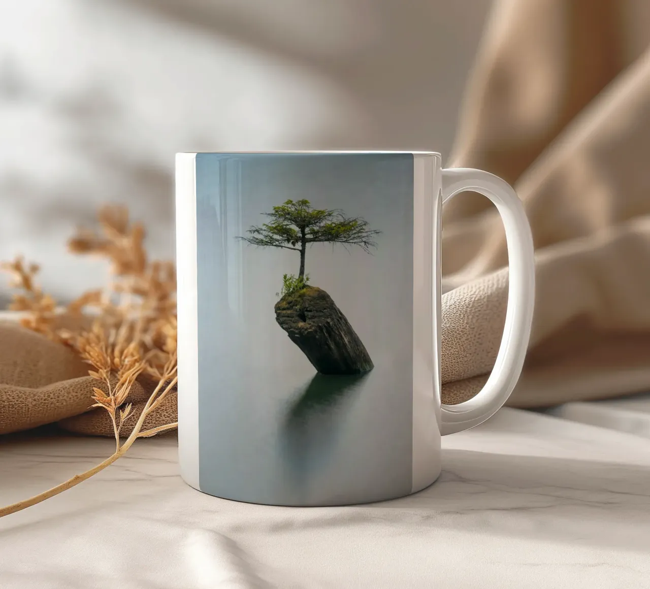 single tree on rock tazza in ceramica da morgal