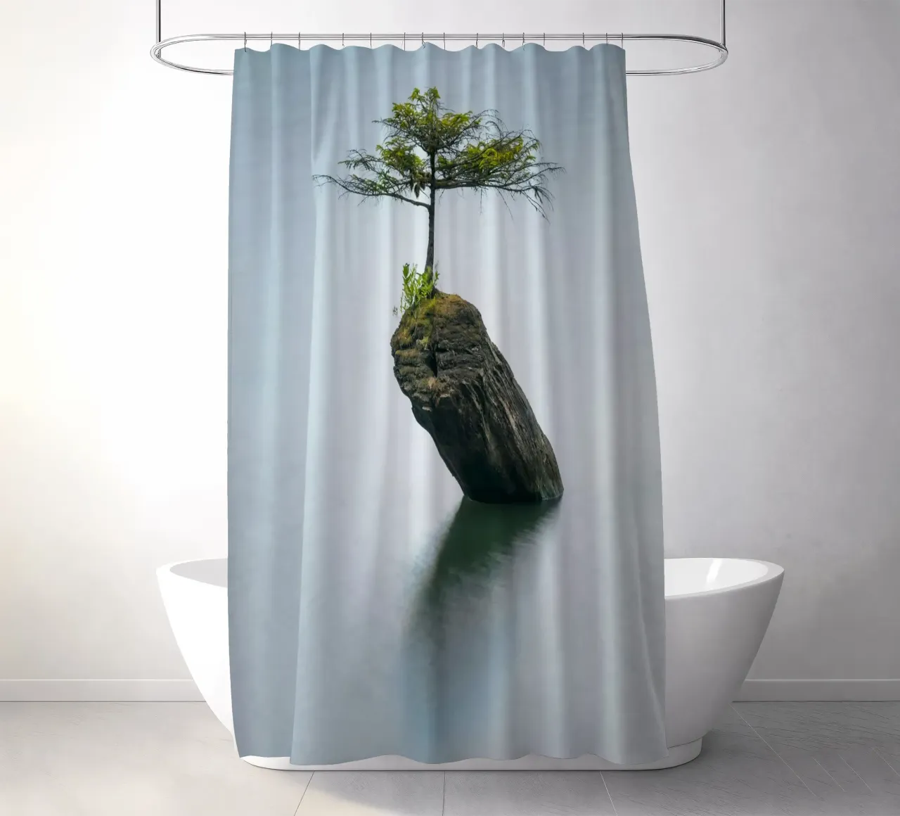 single tree on rock tenda da doccia da morgal