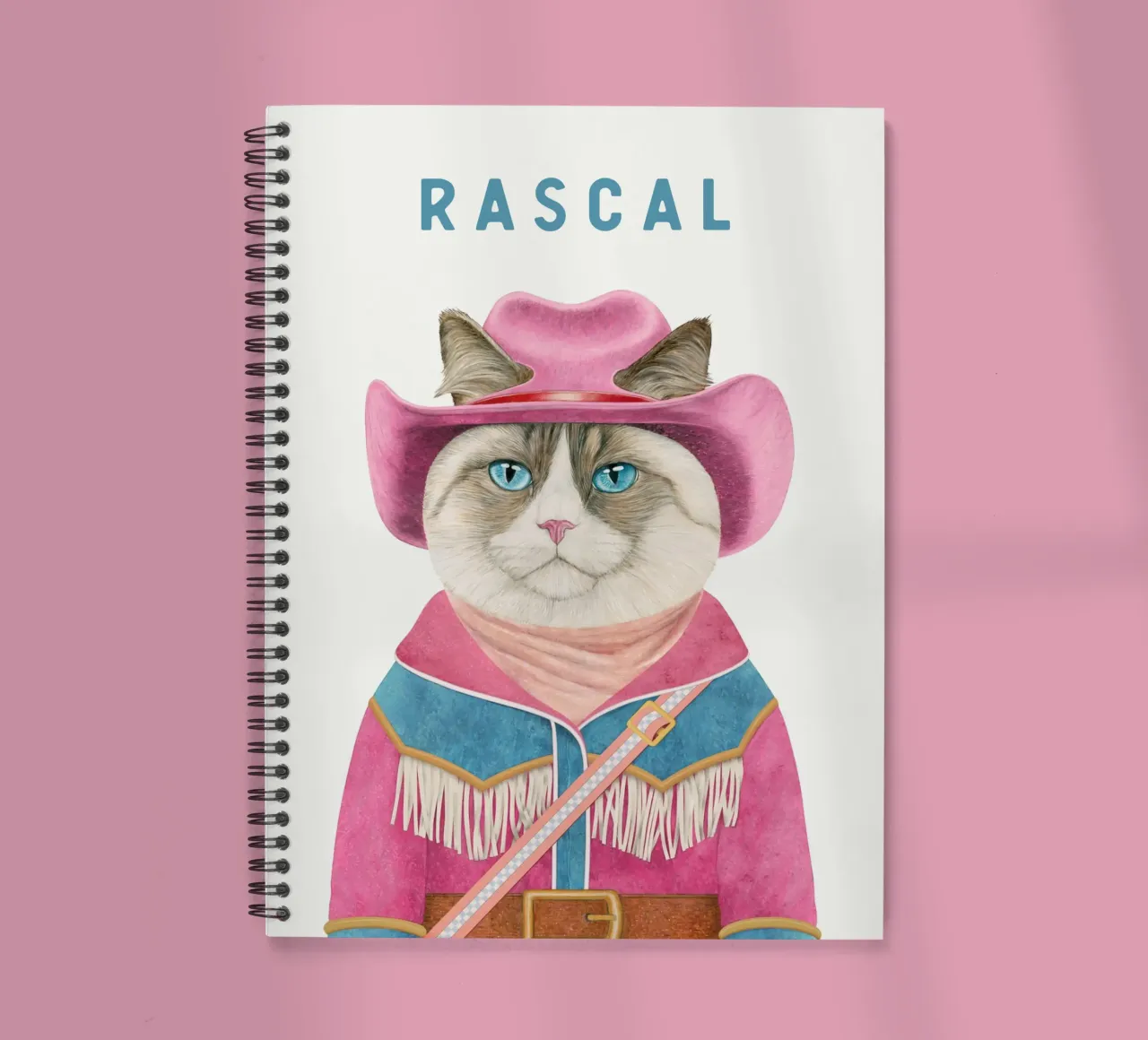 ADD NAME - COWBOY CAT - RAGDOLL CAT spiral notebook by Animal Crew
