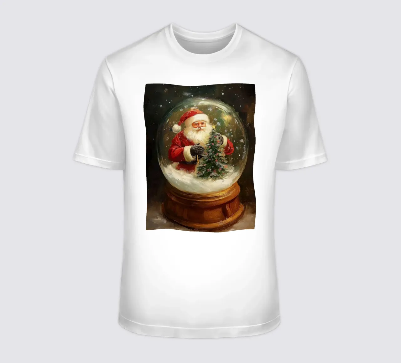 Babbo Natale con albero di Natale in una festosa palla di neve t-shirt da Cozy Vibes
