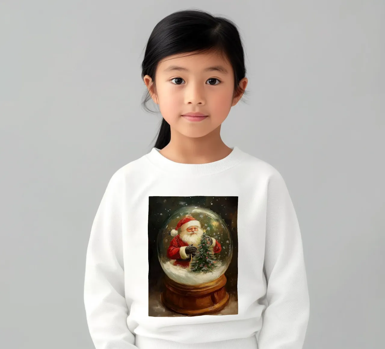Babbo Natale con albero di Natale in una festosa palla di neve felpa bambino da Cozy Vibes