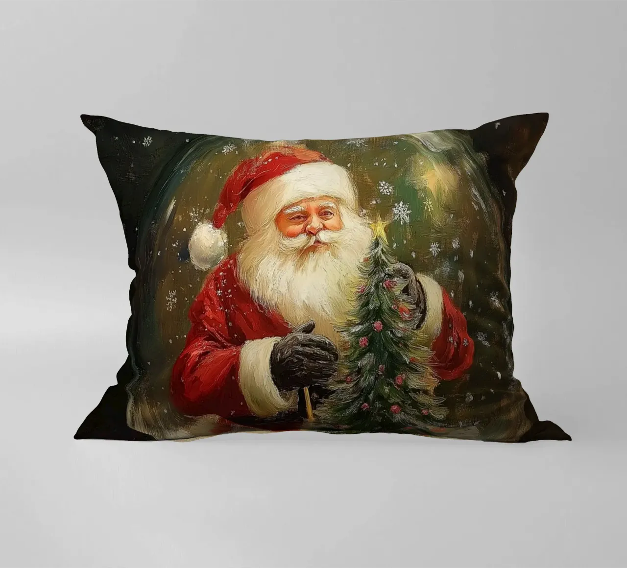 Babbo Natale con albero di Natale in una festosa palla di neve cuscino da Cozy Vibes