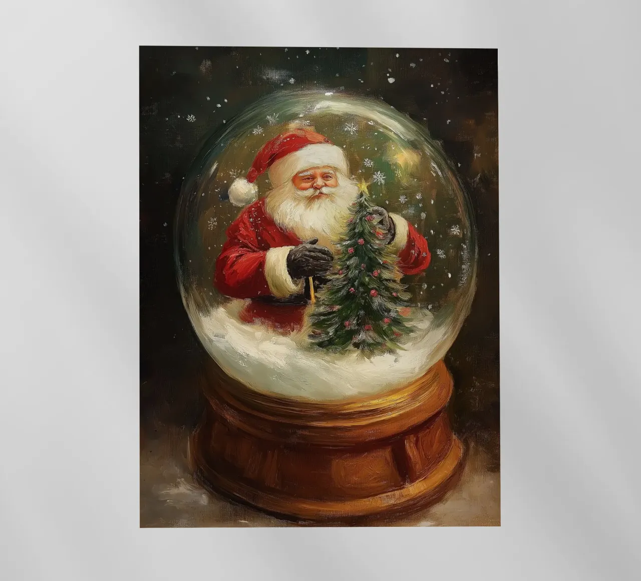 Babbo Natale con albero di Natale in una festosa palla di neve pellicola backlit da Cozy Vibes
