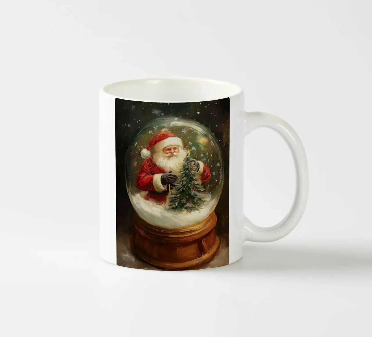 Babbo Natale con albero di Natale in una festosa palla di neve tazza in ceramica da Cozy Vibes