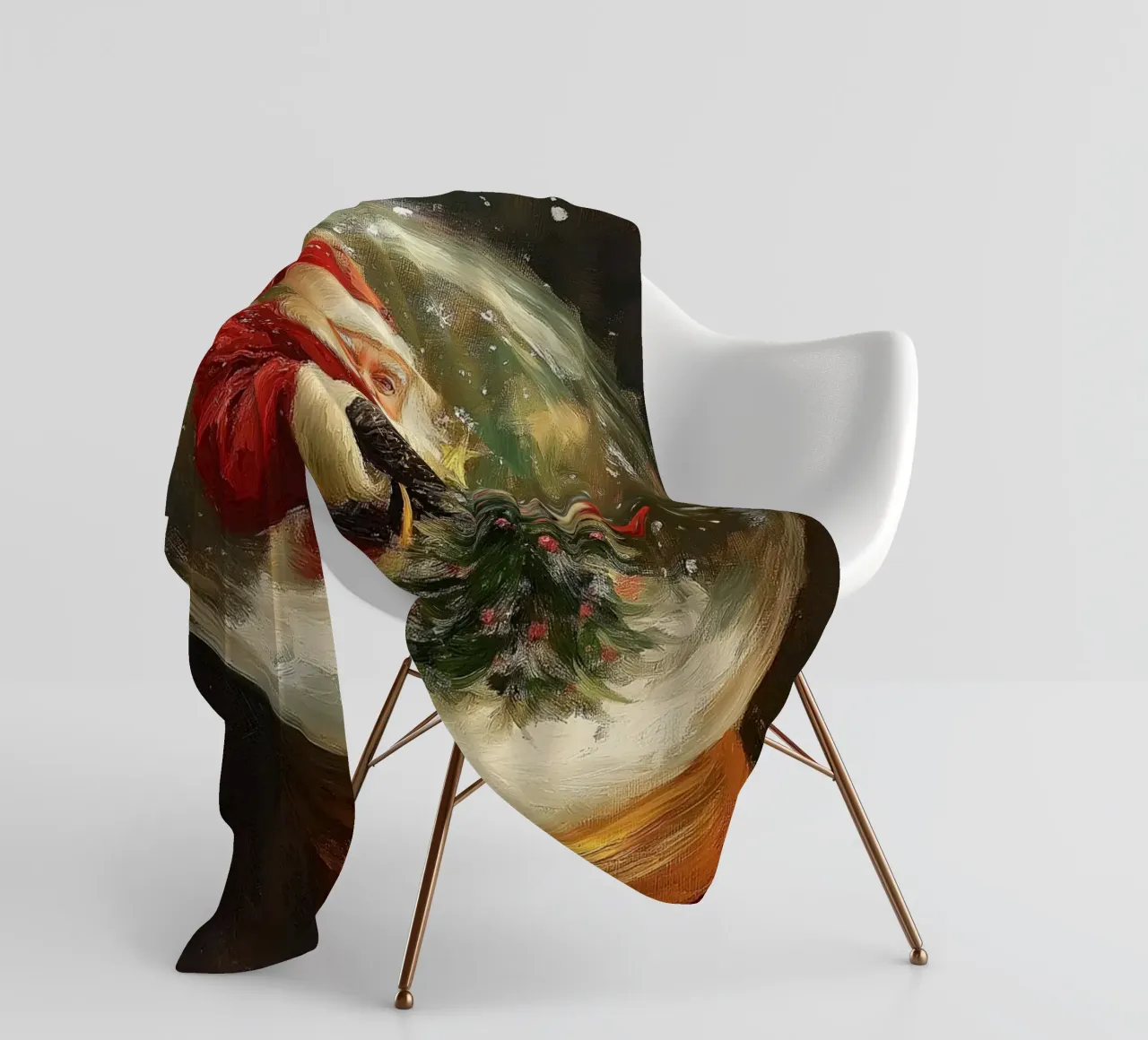 Babbo Natale con albero di Natale in una festosa palla di neve coperta in pile da Cozy Vibes