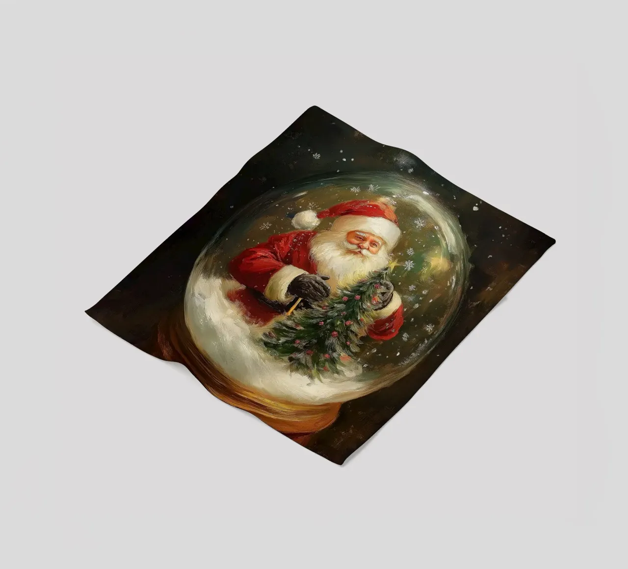 Babbo Natale con albero di Natale in una festosa palla di neve coperta in pile da Cozy Vibes