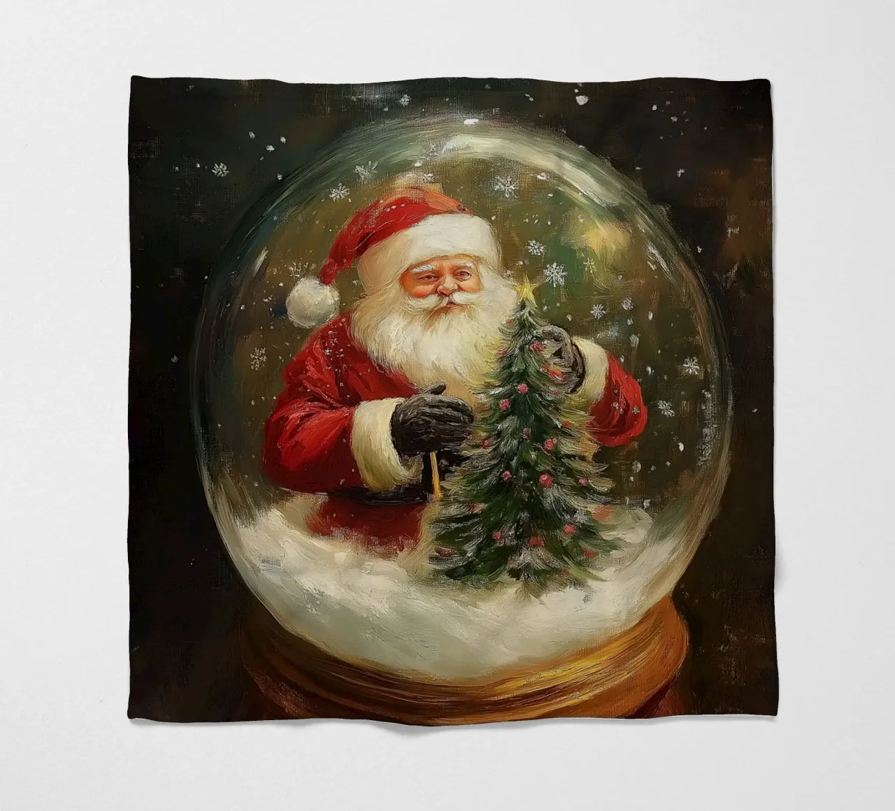 Babbo Natale con albero di Natale in una festosa palla di neve coperta in pile da Cozy Vibes