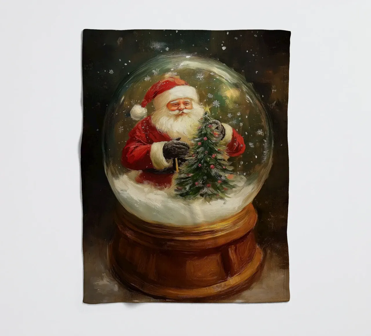 Babbo Natale con albero di Natale in una festosa palla di neve coperta in pile da Cozy Vibes