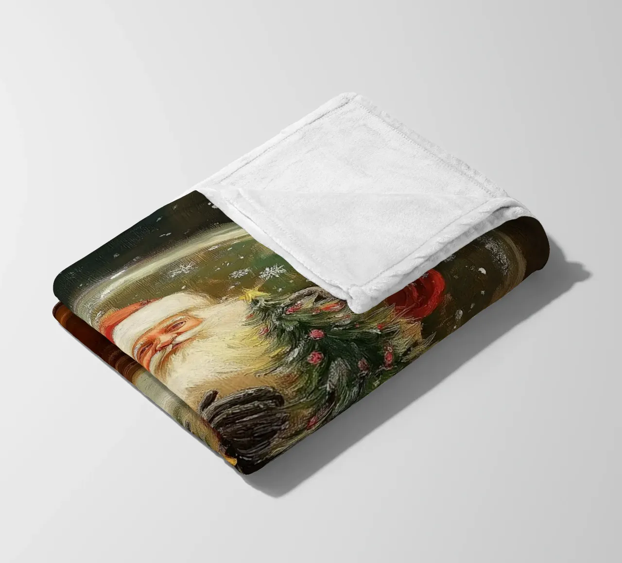 Babbo Natale con albero di Natale in una festosa palla di neve coperta in pile da Cozy Vibes