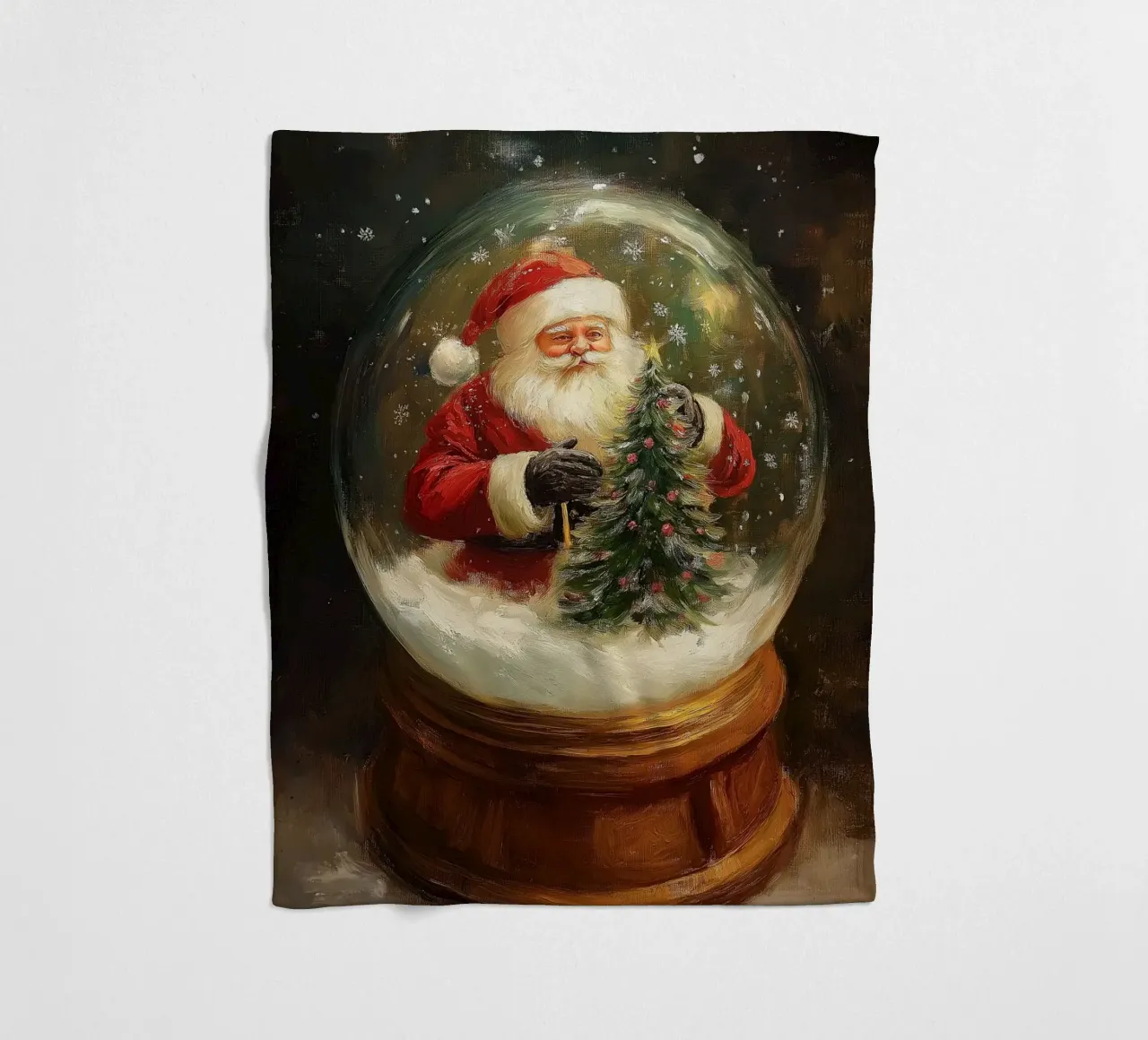 Babbo Natale con albero di Natale in una festosa palla di neve coperta in pile da Cozy Vibes