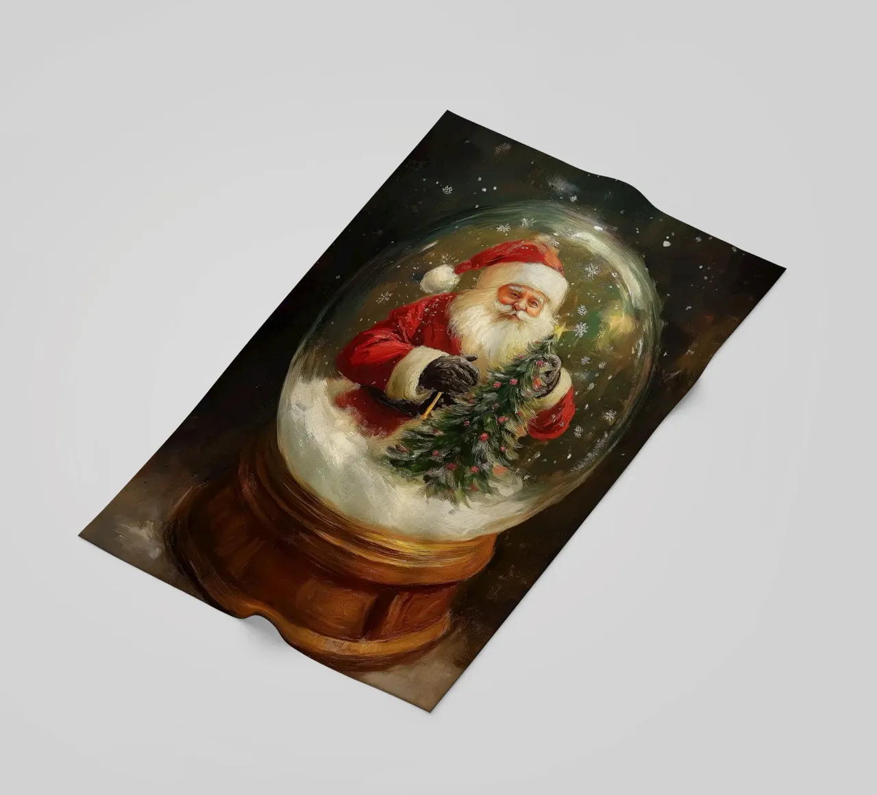Babbo Natale con albero di Natale in una festosa palla di neve telo mare da Cozy Vibes