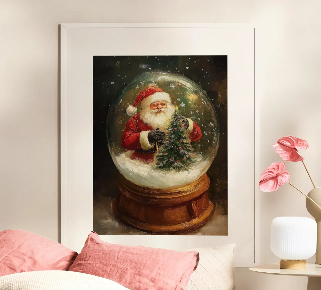 Babbo Natale con albero di Natale in una festosa palla di neve carta hahnemühle da Cozy Vibes
