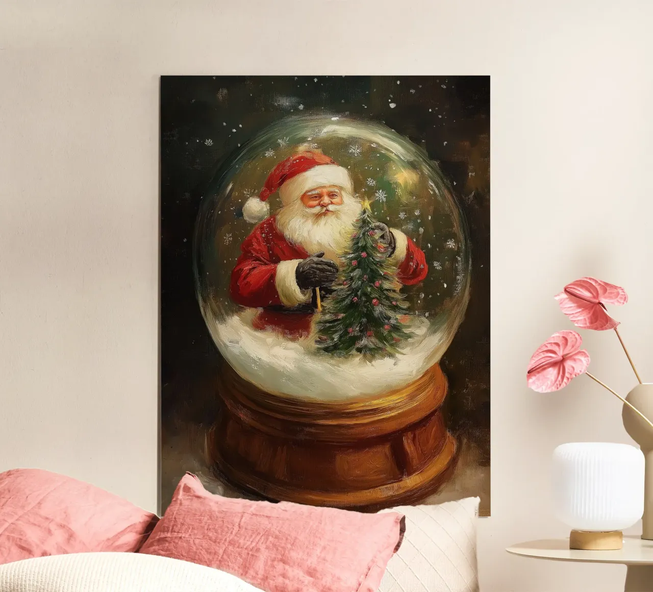 Babbo Natale con albero di Natale in una festosa palla di neve carta hahnemühle da Cozy Vibes