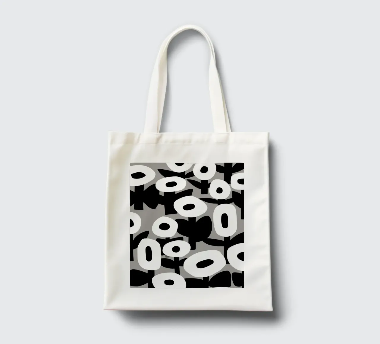 Floreale in bianco e nero 02 borsa in juta da Little Dean