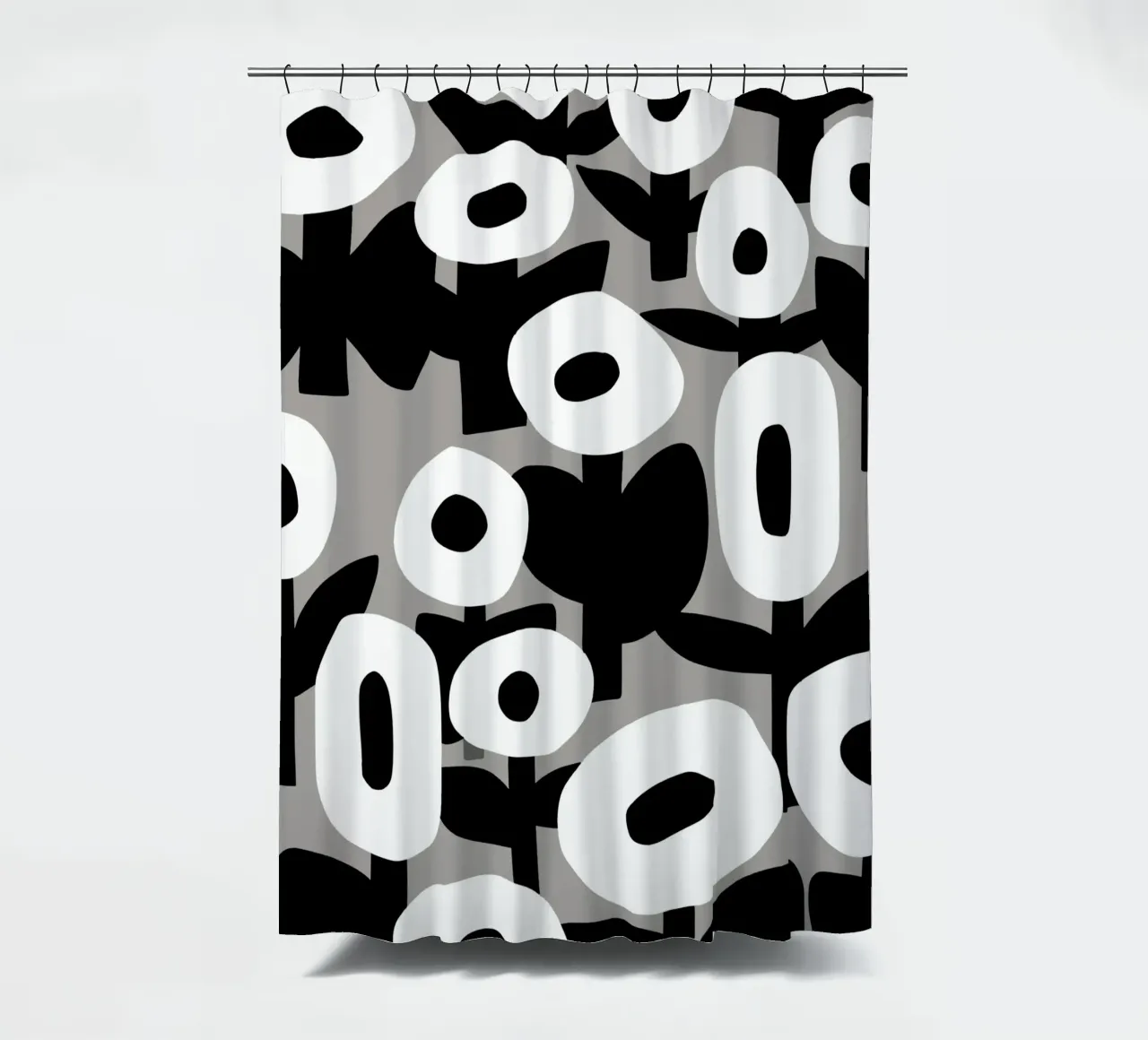 Floreale in bianco e nero 02 tenda da doccia da Little Dean