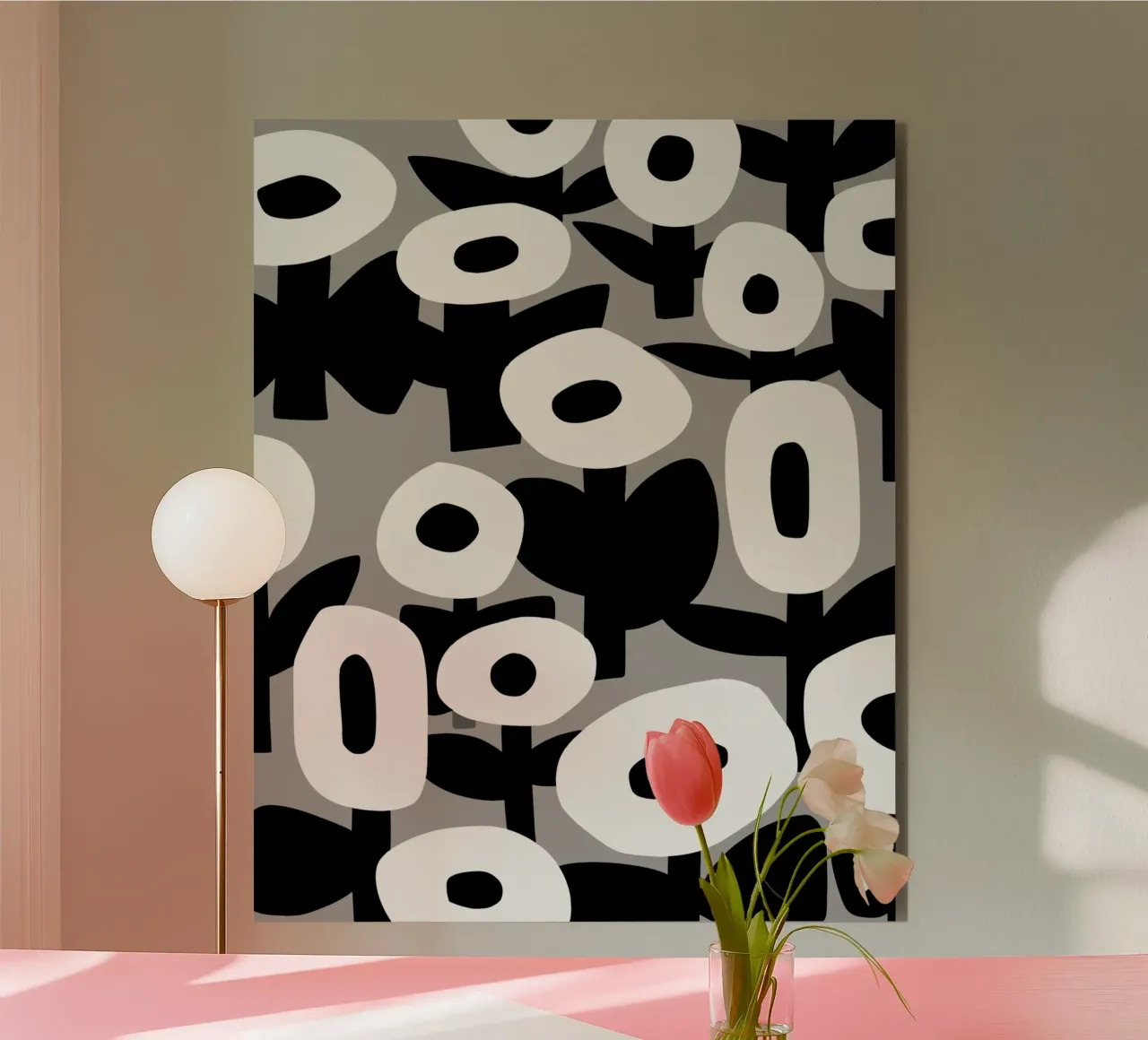 Floreale in bianco e nero 02 alluminio dibond da Little Dean
