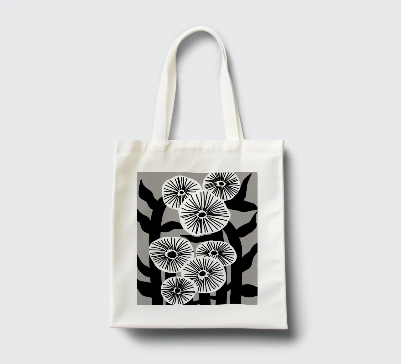 Bianco e nero floreale 03 borsa in juta da Little Dean