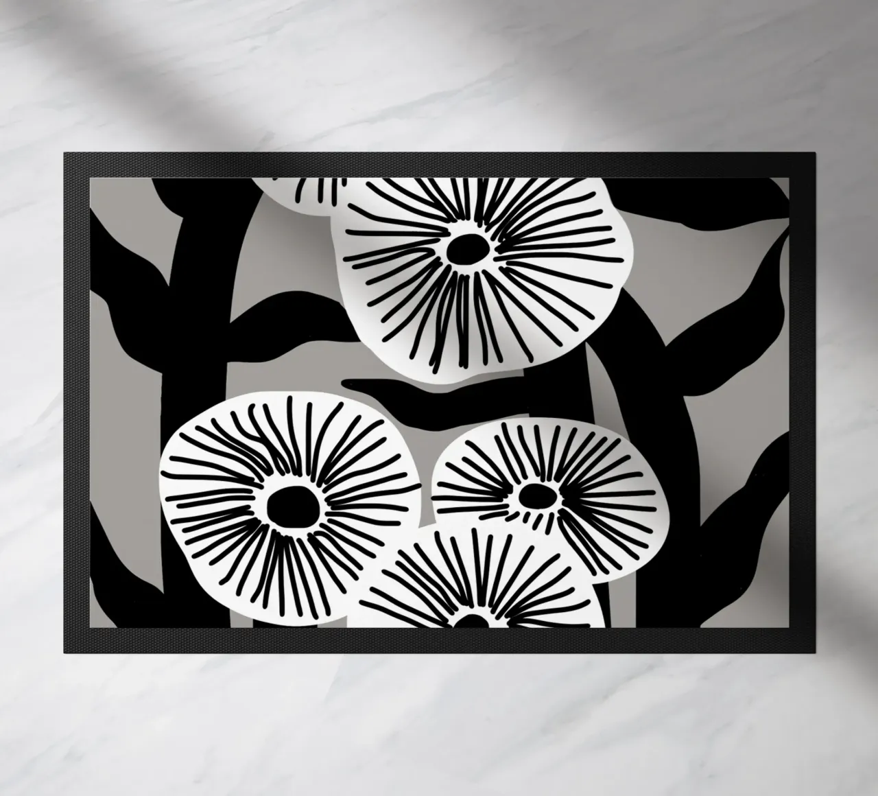 Bianco e nero floreale 03 zerbino da Little Dean