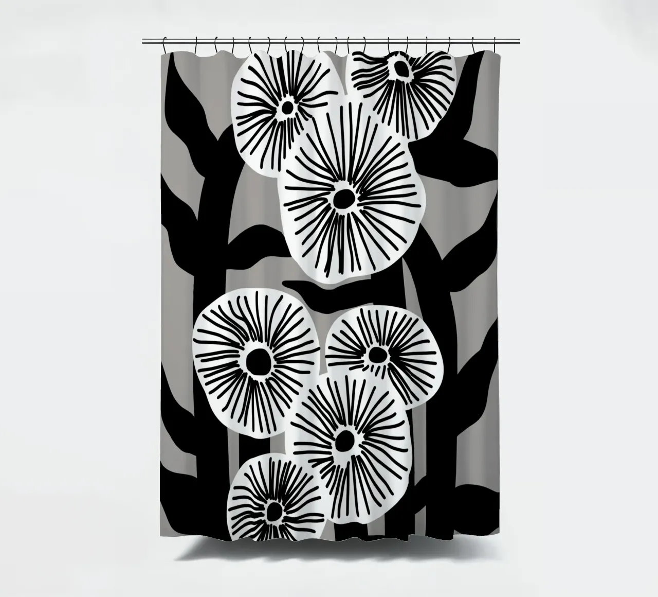Bianco e nero floreale 03 tenda da doccia da Little Dean