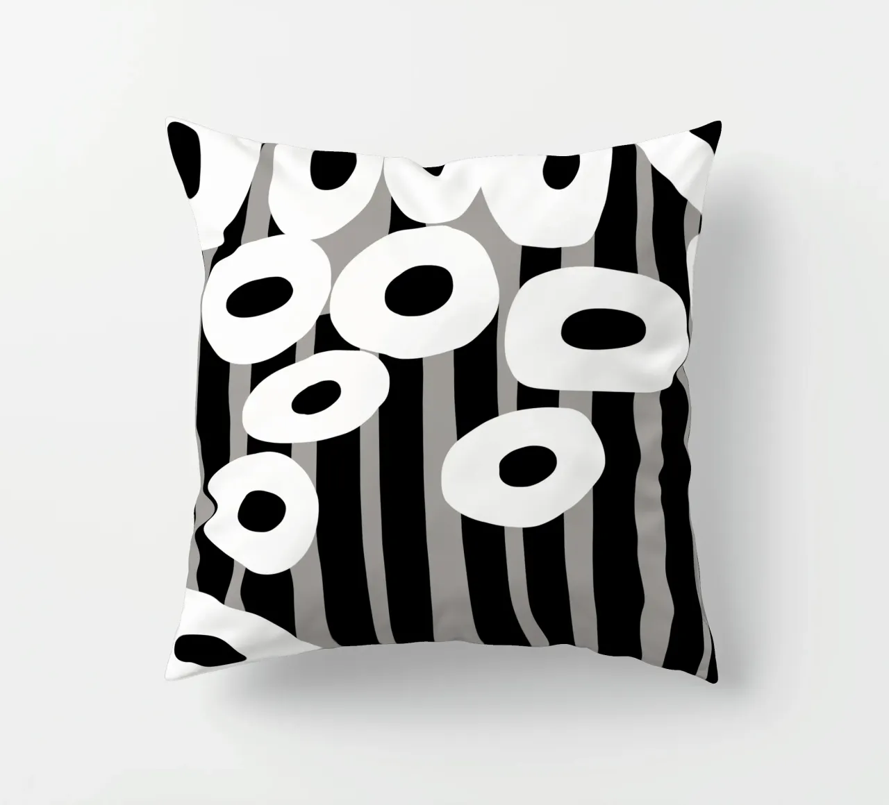 Bianco e nero floreale 04 cuscino da Little Dean