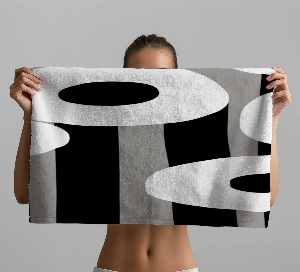 Bianco e nero floreale 04 asciugamano da bagno da Little Dean